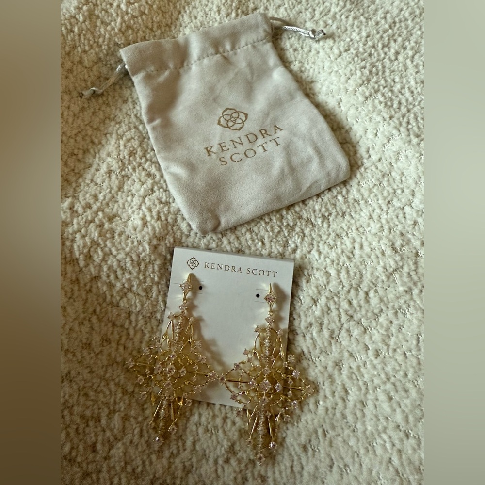 Rosalie Gold Statement Earrings in White Crystal - Picture 5 of 5